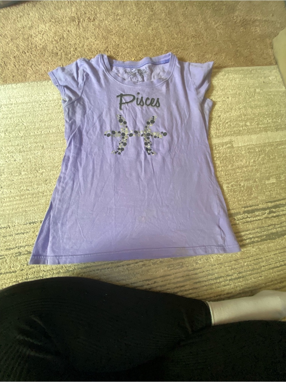 Girls Lavender Pisces Graphic Short Sleeve Tee